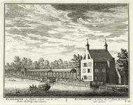 135734 Gezicht over de Vecht op de buitenplaats Rupelmonde bij Nieuwersluis met langs het water een loofgang eindigend ...